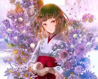 パズル Girl among flowers