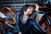 Jigsaw Puzzle The girl at motorcycle