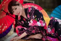 Jigsaw Puzzle Girl in kimono