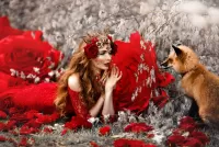 Jigsaw Puzzle Lady in Red
