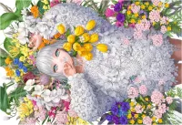 Jigsaw Puzzle Girl in flowers