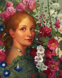 Puzzle Girl in flowers