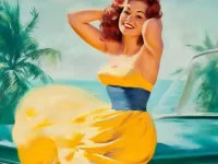 Jigsaw Puzzle Pin-up girl in yellow dress