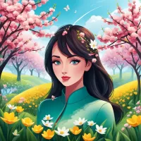 Jigsaw Puzzle Girl spring