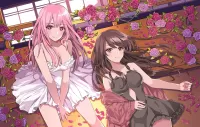 Jigsaw Puzzle Girls and roses