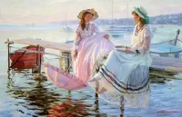Rompecabezas Girls on the jetty