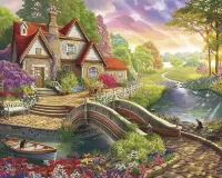 Jigsaw Puzzle house by the river