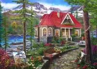 Jigsaw Puzzle House in the forest