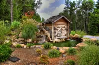 Jigsaw Puzzle House with a waterfall