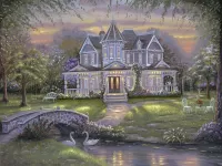 Jigsaw Puzzle House by the pond