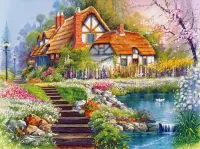 Jigsaw Puzzle House by the river