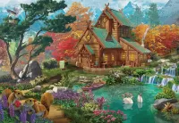Jigsaw Puzzle House in the woods