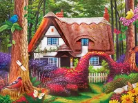 Jigsaw Puzzle House in the forest