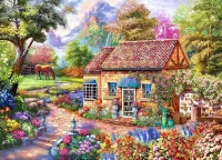 Jigsaw Puzzle House in the garden