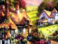 Jigsaw Puzzle House in the flowers