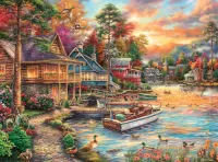 Jigsaw Puzzle Houses by the water
