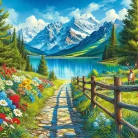 Jigsaw Puzzle Path to the lake