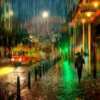 Puzzle Rain on an empty street
