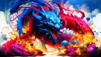 Zagadka Dragon made of paints