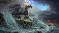 Jigsaw Puzzle Dragon in waves