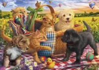 Jigsaw Puzzle Friends on a picnic
