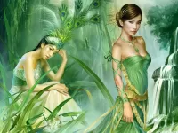 Пазл Девушки в зеленом цвете