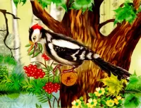 Slagalica Woodpecker on the tree