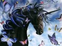 Jigsaw Puzzle Unicorn and butterflies