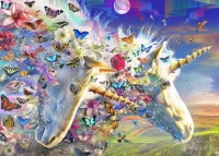 Jigsaw Puzzle Unicorns and butterflies