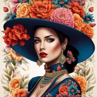 Zagadka Elegant woman and flowers