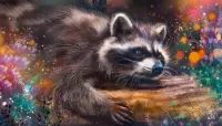 Puzzle Raccoon on a log