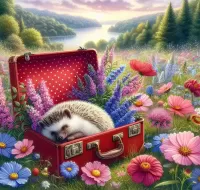 ジグソーパズル スーツケースにヘッジホッグ