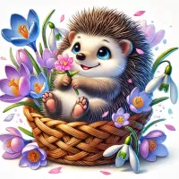 Puzzle Un hérisson dans un panier