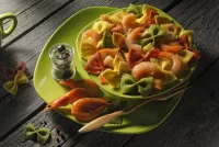 Puzzle Farfalle and shrimp