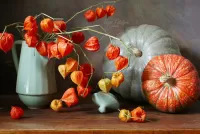 Jigsaw Puzzle Physalis and pumpkin