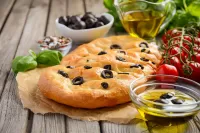 Puzzle focaccia with olives