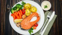 Jigsaw Puzzle Trout with vegetables