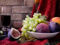 Jigsaw Puzzle Fruit and wine