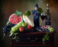 Jigsaw Puzzle Fruit and Wine