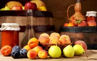 Puzzle Fruit in barrels