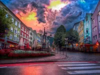 Bulmaca Kufstein town street. Austria