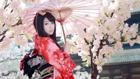 Bulmaca Geisha with umbrella