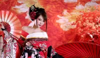 Quebra-cabeça Geisha in red