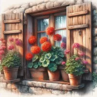 パズル Geranium on the window