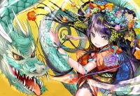 Jigsaw Puzzle Girl and Dragon