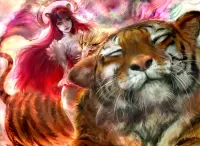 Пазл Girl and tiger