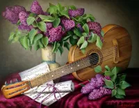 Jigsaw Puzzle Guitar and lilac