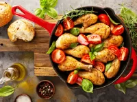 Jigsaw Puzzle Drumsticks with tomatoes
