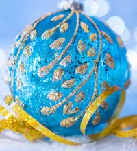 Jigsaw Puzzle Blue ball with golden pattern
