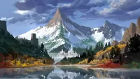 Jigsaw Puzzle Mountain and city